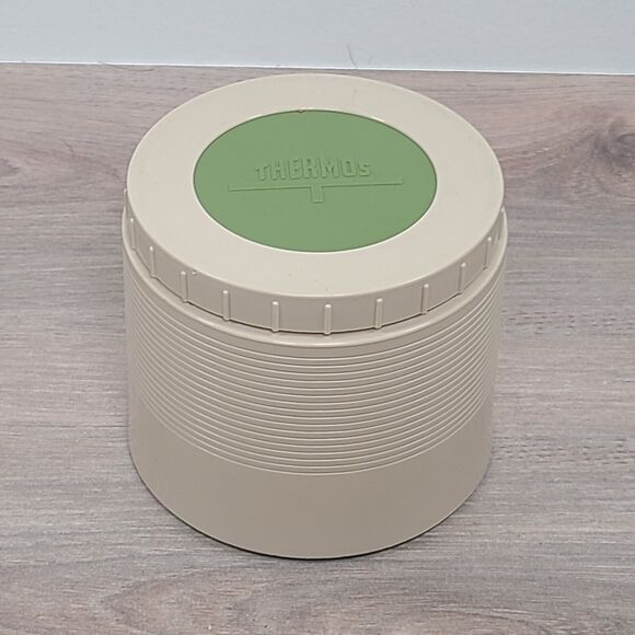 Vintage Thermos Co King Seeley Insulated Jar #1155 Tan Green Lunch Soup - Picture 1 of 6